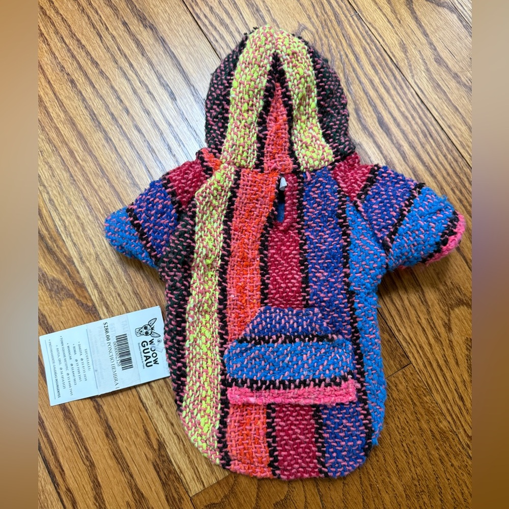 Authentic Mexican Striped Dog Hoodie Poncho size 1 XS